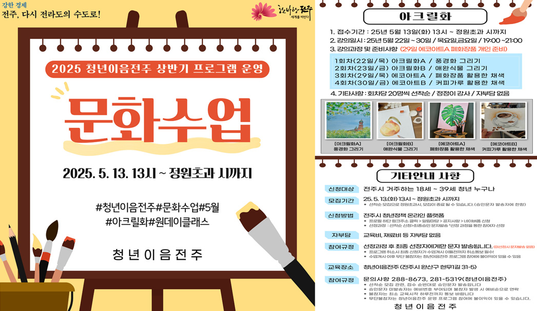 2025년 청년이음전주 상반기 프로그램 운영